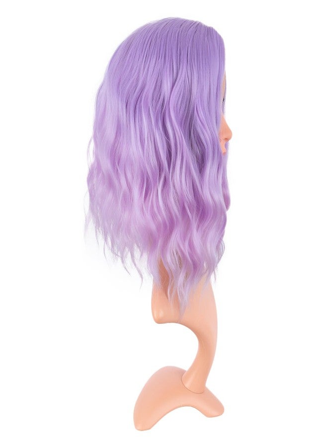 MapofBeauty Bob Wavy Short Curly Body Wave Cosplay Anime Synthetic Hair Party Wig (Light Purple to Pink) - Image 3